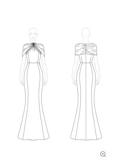 Cléa | Light Blue Dress with Chic Neckline and Bow Detail
