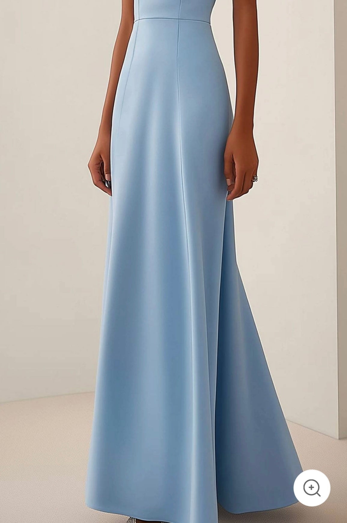 Cléa | Light Blue Dress with Chic Neckline and Bow Detail