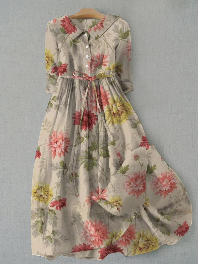 Zinnia - Women's Dress with Waist Tie