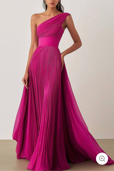Ariella | One-Shoulder Pleated Evening Dress