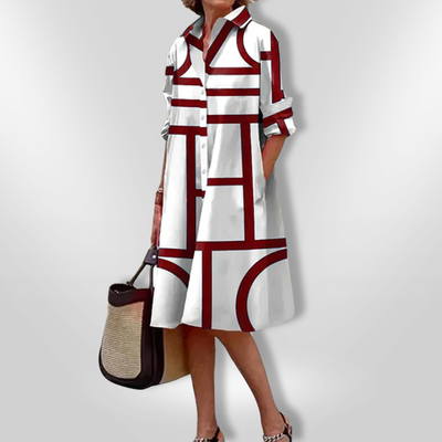 Helen™| Midi Dress with Geometric Pattern
