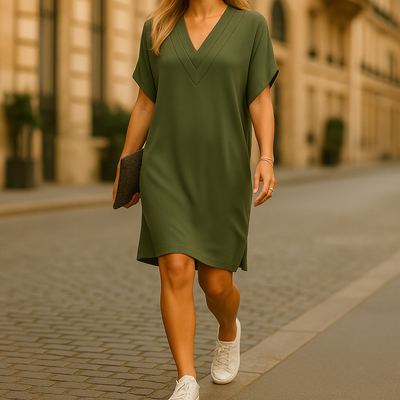 V-neck Dress with Wrap