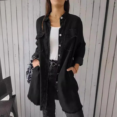 Doris | Long Denim Casual Shirt Jacket