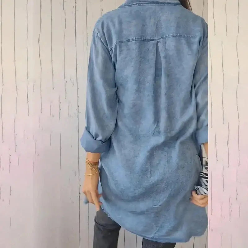 Doris | Long Denim Casual Shirt Jacket