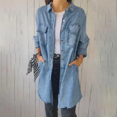 Doris | Long Denim Casual Shirt Jacket