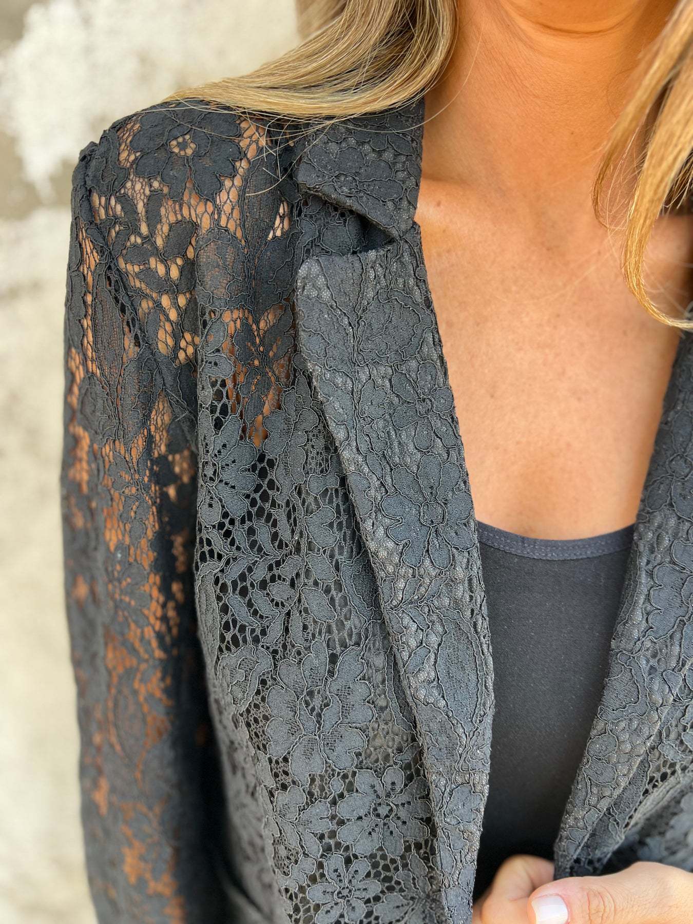 Lena | Transparent lace blazer with elegant structure