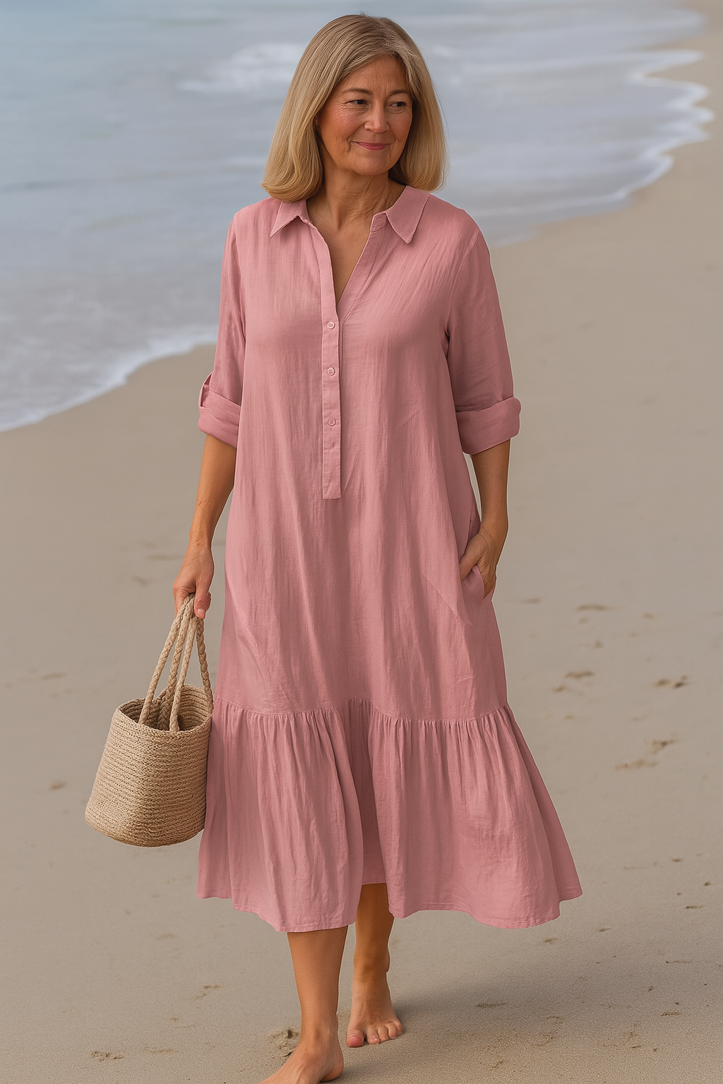Cavell  – Dress with Collar & Flowy Hem