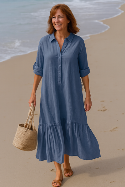 Cavell  – Dress with Collar & Flowy Hem