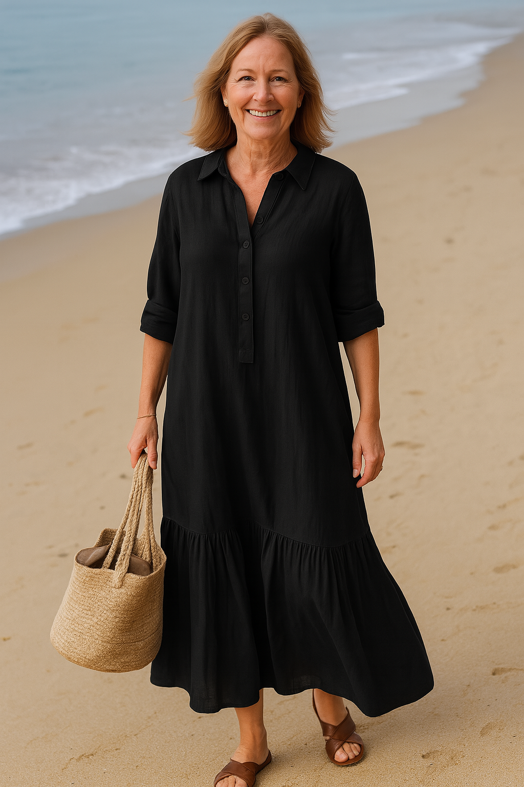Cavell  – Dress with Collar & Flowy Hem