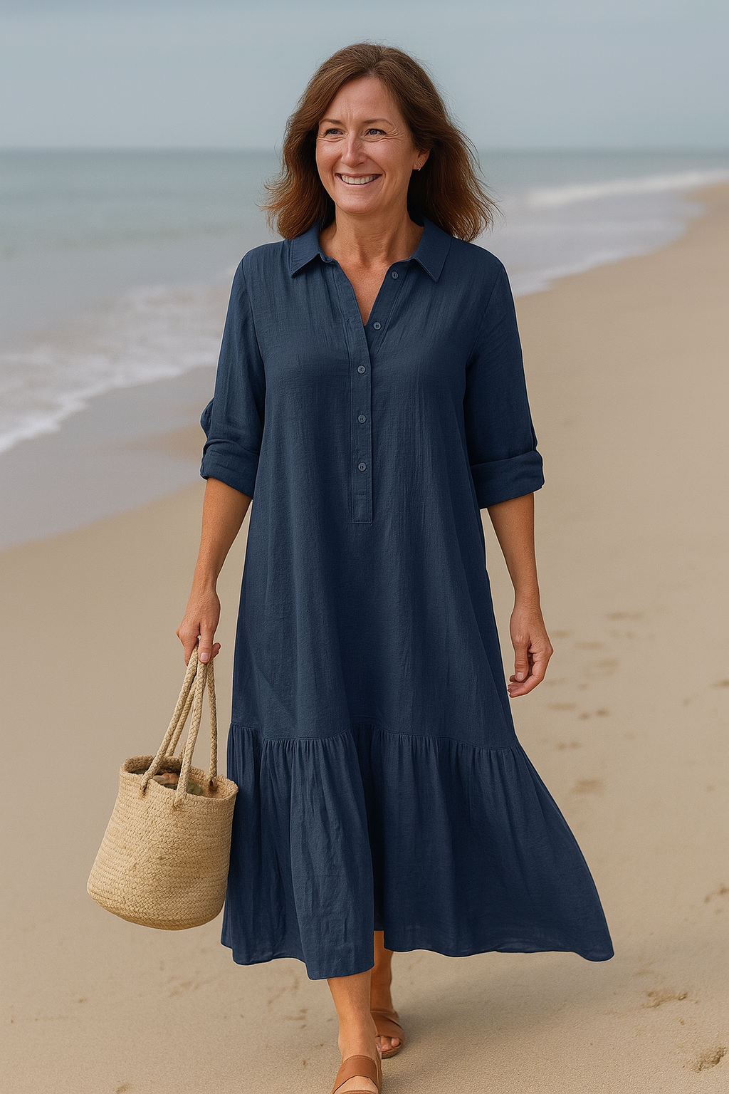 Cavell  – Dress with Collar & Flowy Hem
