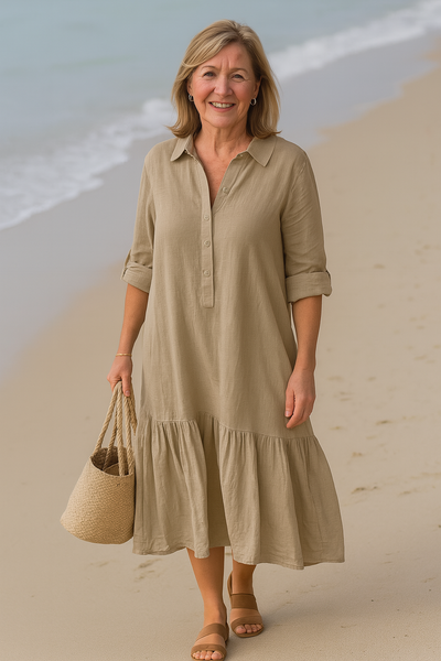 Cavell  – Dress with Collar & Flowy Hem