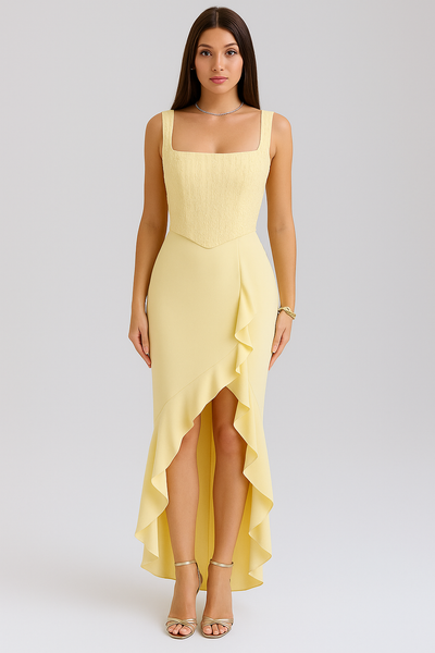 BELLA | RUFFLED SATIN CORSET DRESS