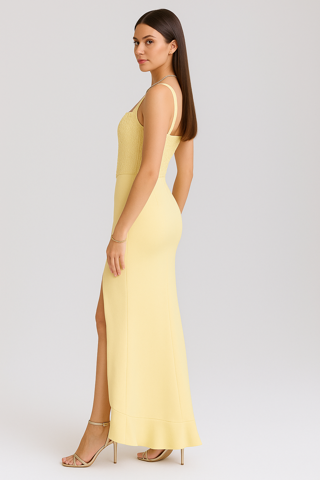 BELLA | RUFFLED SATIN CORSET DRESS