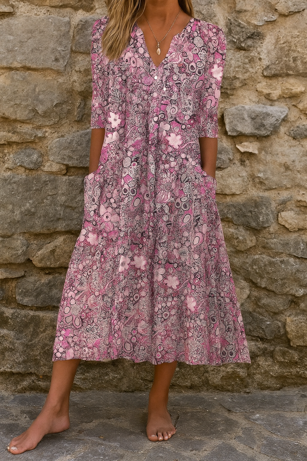 Victoria – Tijdloze elegante V-hals jurk