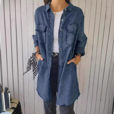 Doris | Long Denim Casual Shirt Jacket