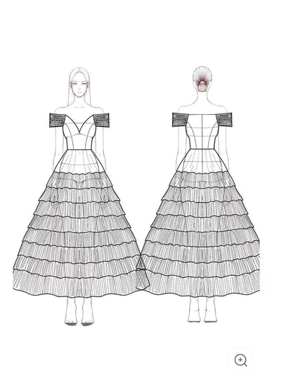 Noiré | Off-Shoulder Mesh Evening Dress