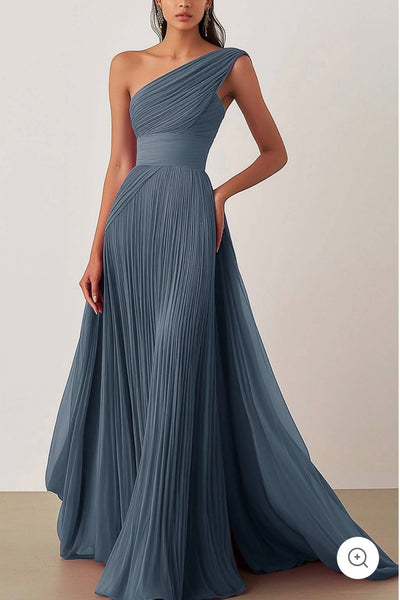 Ariella | One-Shoulder Pleated Evening Dress