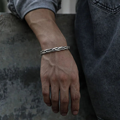 Helix - Twisted sterling silver bangle with rope detail