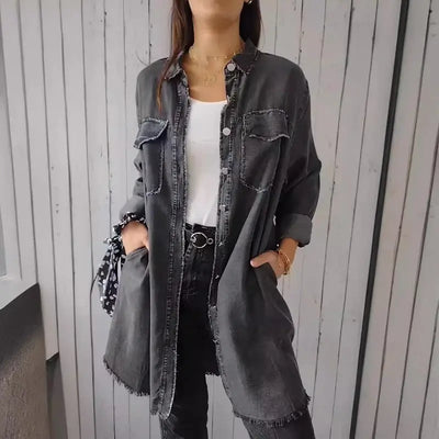 Doris | Long Denim Casual Shirt Jacket