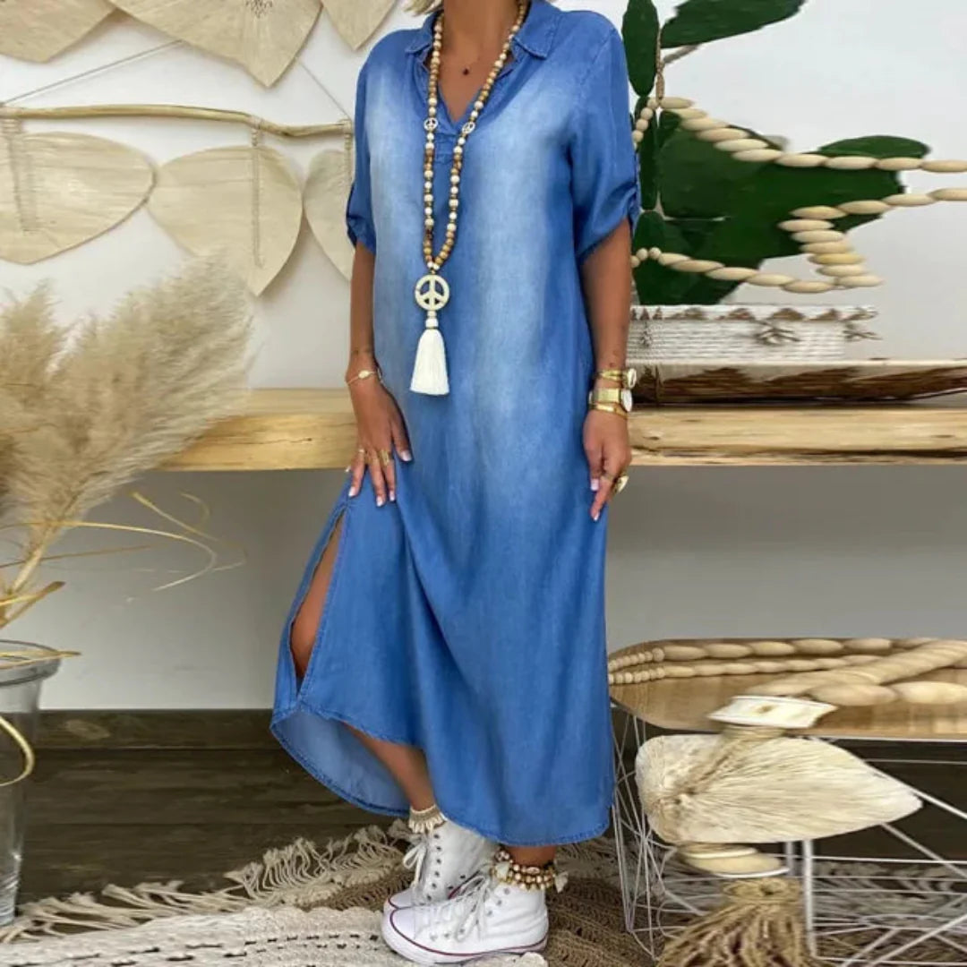 Ilse™ | Summer V-Neck Half Denim Dress