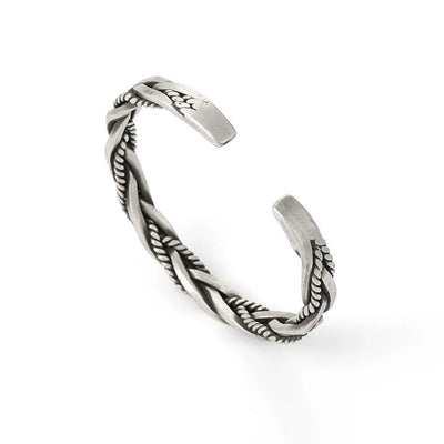 Helix - Bracciale rigido in argento sterling intrecciato con dettaglio corda