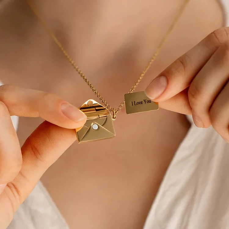 Sofia - Collier pendentif géométrique avec enveloppe