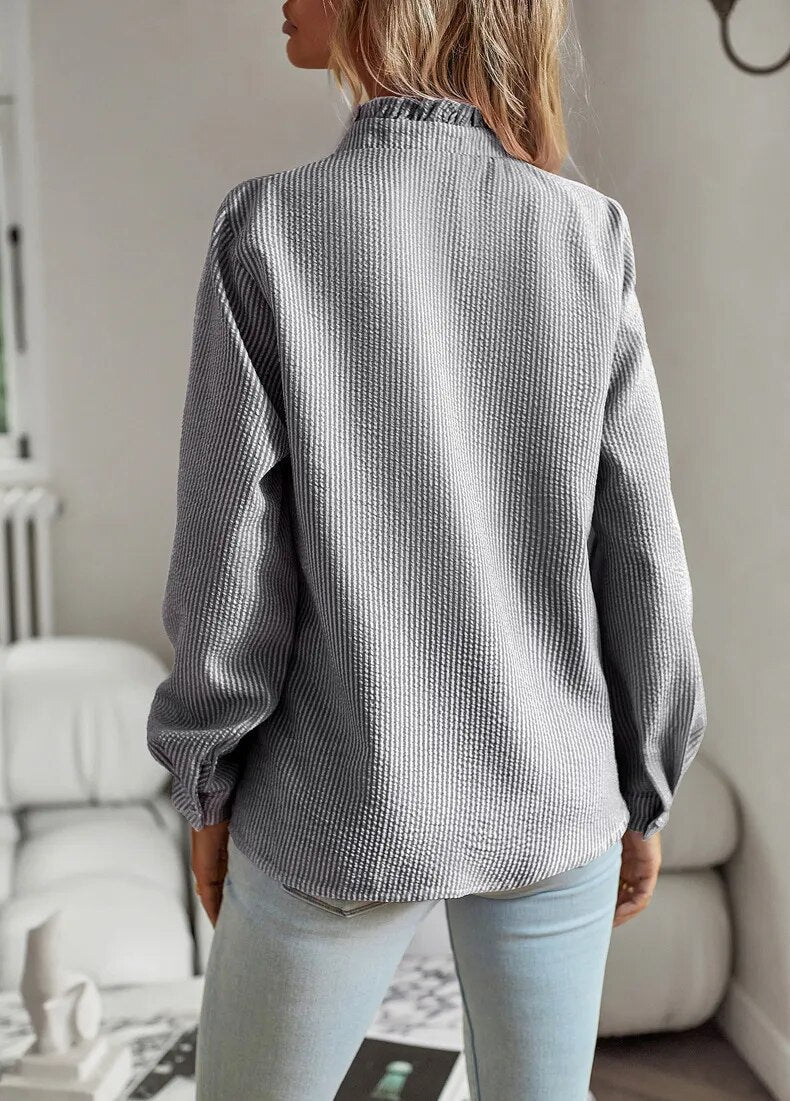 ARIA - RUFFLED LONG-SLEEVED SHIRT