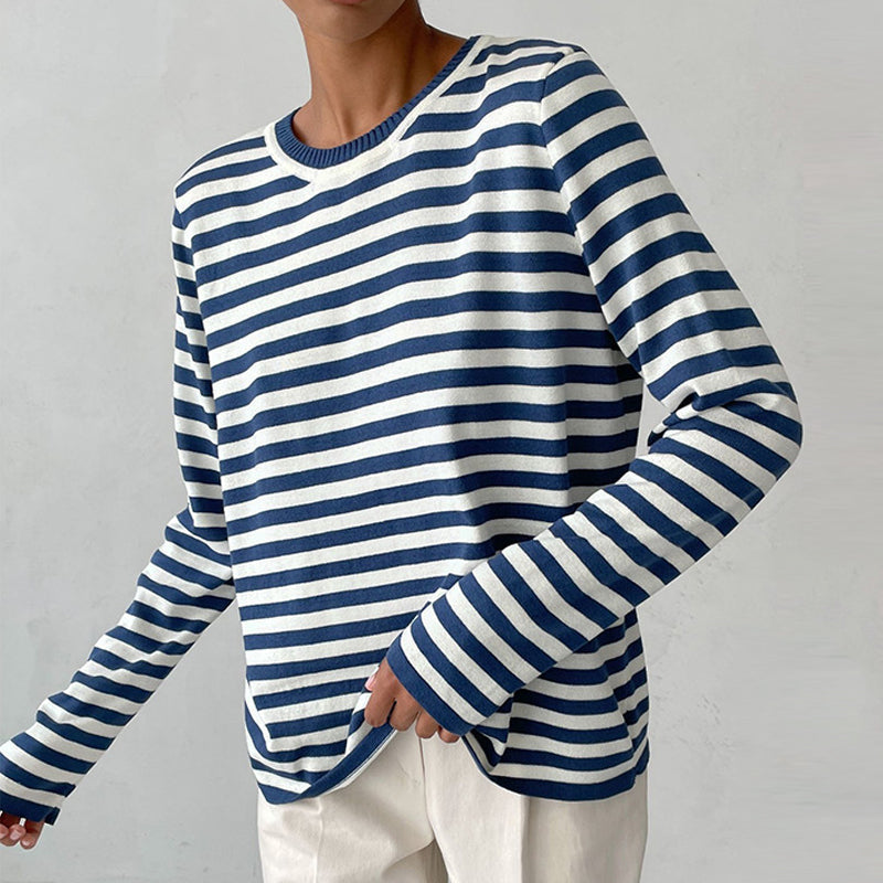 Women's striped round neck jumper