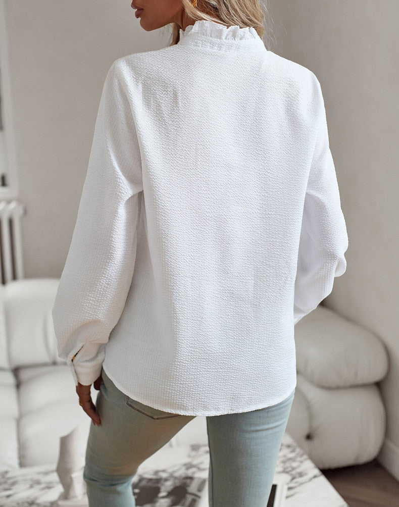 ARIA - RUFFLED LONG-SLEEVED SHIRT