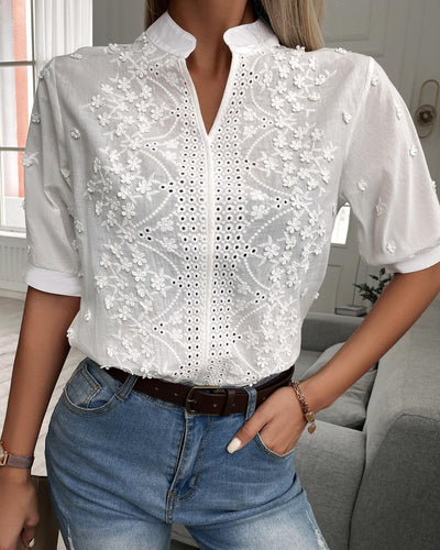 RAELIA - EMBROIDERED BLOUSE WITH FRONT BUTTONS
