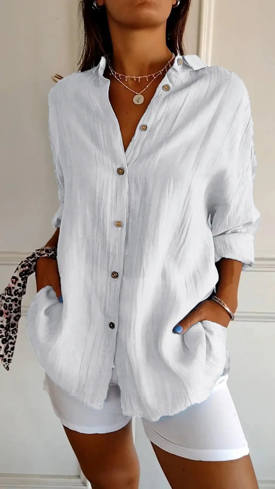 MAISIE | PLEATED SHIRT WITH ROLLED-UP SLEEVES