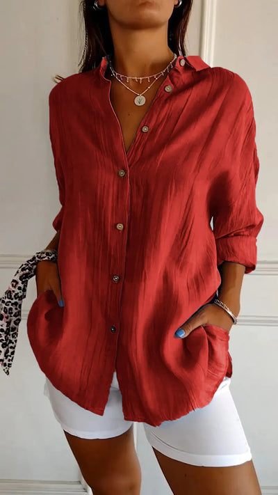 MAISIE | PLEATED SHIRT WITH ROLLED-UP SLEEVES