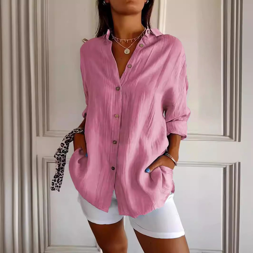 MAISIE | PLEATED SHIRT WITH ROLLED-UP SLEEVES