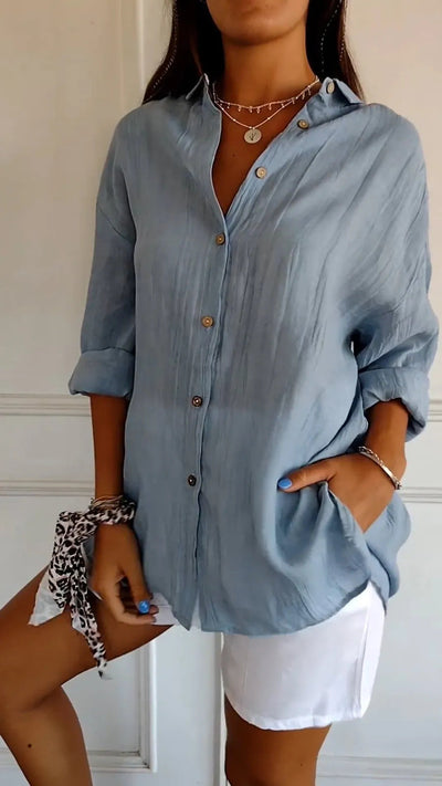 MAISIE | PLEATED SHIRT WITH ROLLED-UP SLEEVES