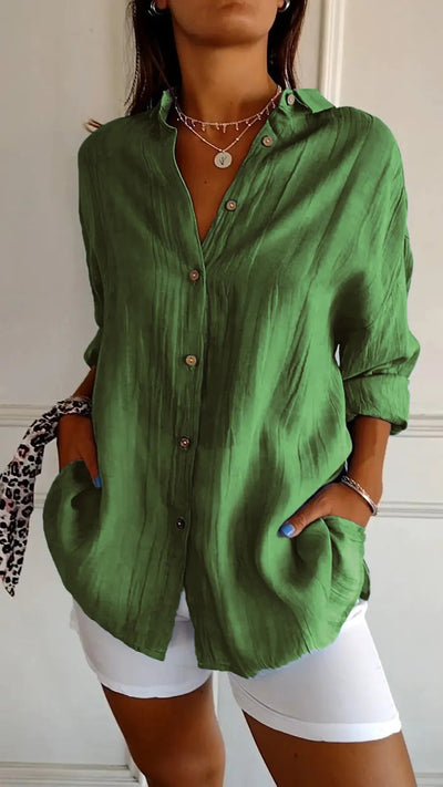MAISIE | PLEATED SHIRT WITH ROLLED-UP SLEEVES