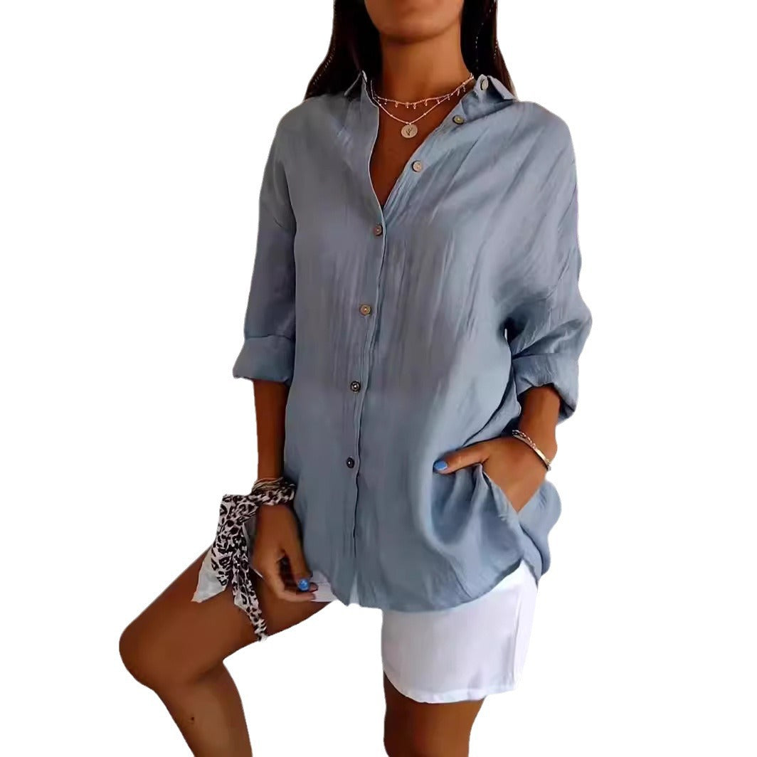 MAISIE | PLEATED SHIRT WITH ROLLED-UP SLEEVES