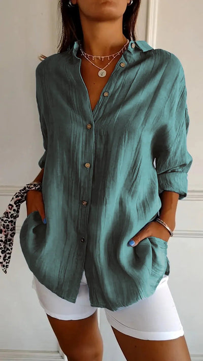 MAISIE | PLEATED SHIRT WITH ROLLED-UP SLEEVES