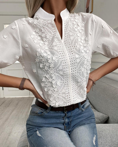 RAELIA - EMBROIDERED BLOUSE WITH FRONT BUTTONS