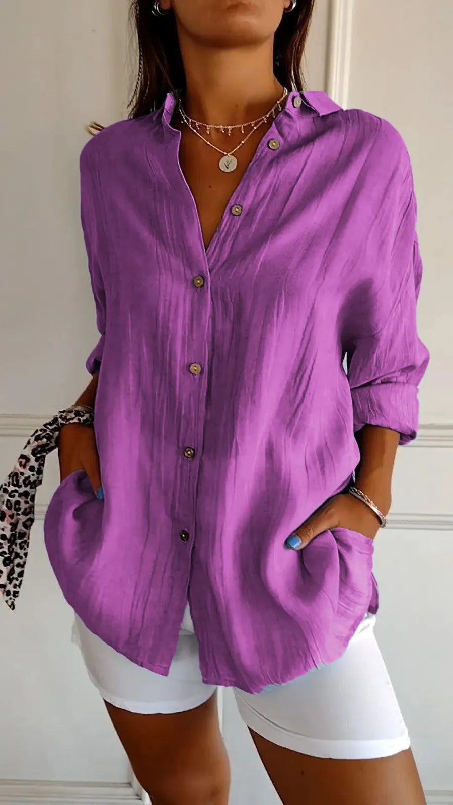 MAISIE | PLEATED SHIRT WITH ROLLED-UP SLEEVES