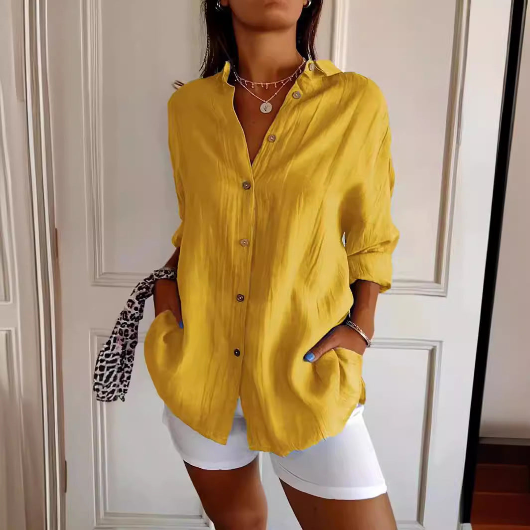 MAISIE | PLEATED SHIRT WITH ROLLED-UP SLEEVES