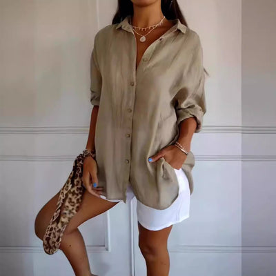 MAISIE | PLEATED SHIRT WITH ROLLED-UP SLEEVES