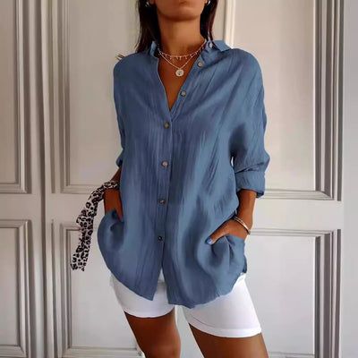 MAISIE | PLEATED SHIRT WITH ROLLED-UP SLEEVES