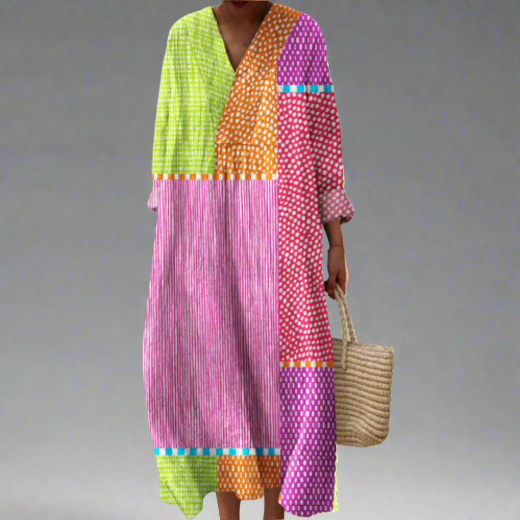 Ruby  | Maxi Dress with Patchwork and Polka Dots