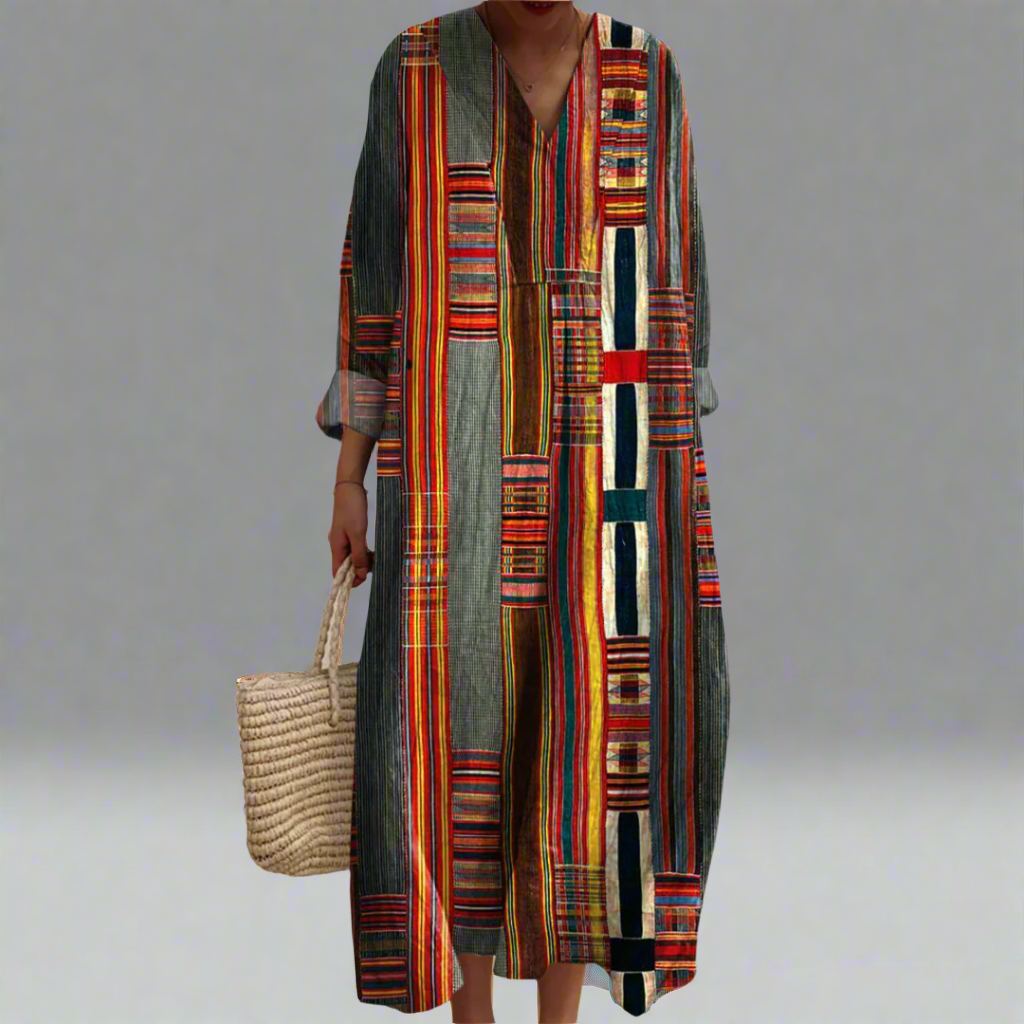 Marianne  | Geometric Striped Boho Maxi Dress