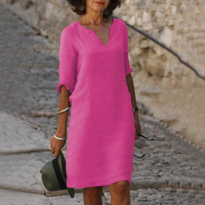 Linen Dress - Amara Linen V-Neck Dress
