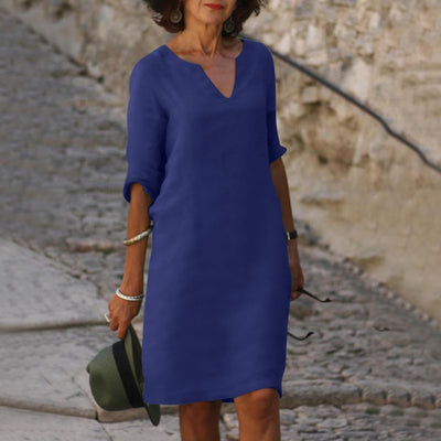 Linen Dress - Amara Linen V-Neck Dress