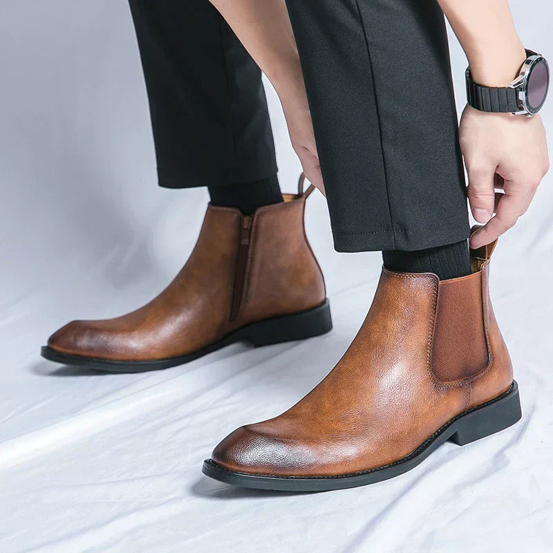 cobre | Botas Chelsea de piel con cremallera