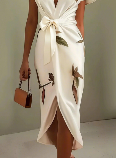 NOMI - Elegant White Satin Dress