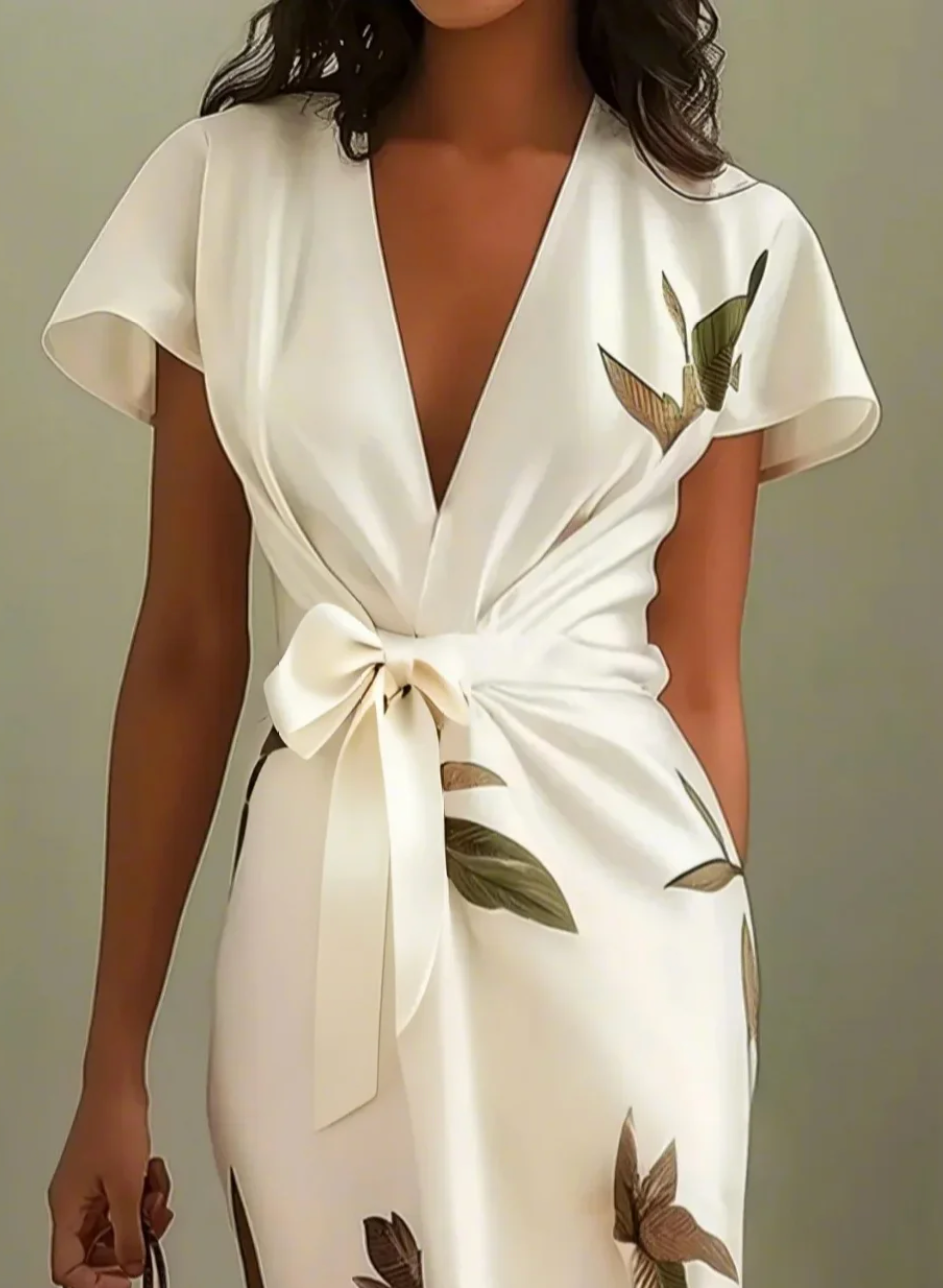 NOMI - Elegant White Satin Dress