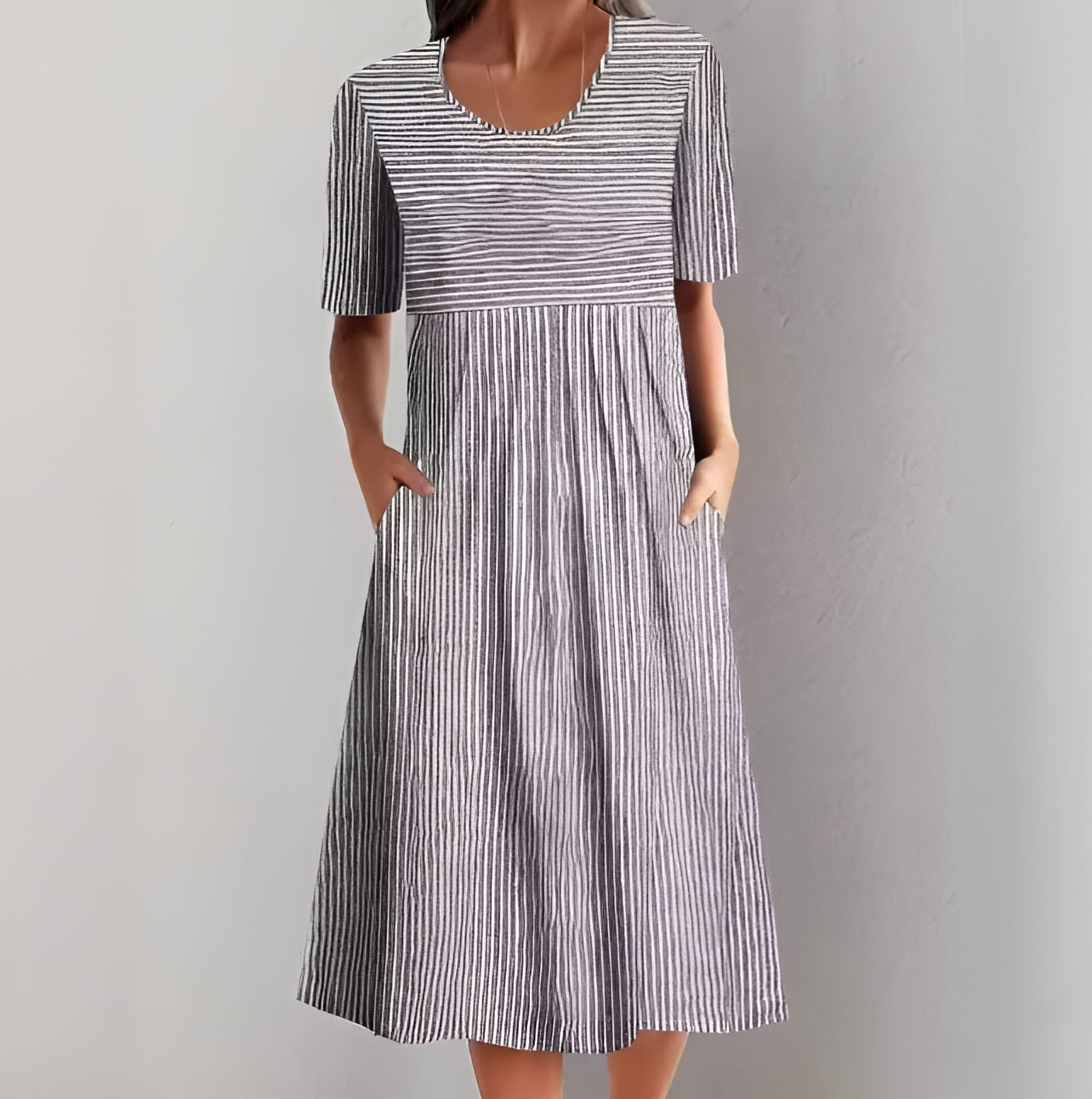 Annika | Elegant Striped Midi Dress with a Sea-Inspired Feel